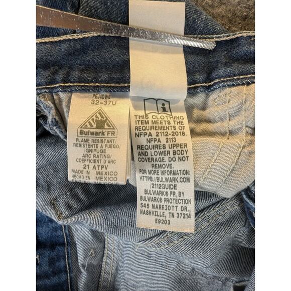 Bulwark Jeans 32x37U Men's Fire Resistant Arc Rating 21 ATPV Protective Workwear - Picture 9 of 11